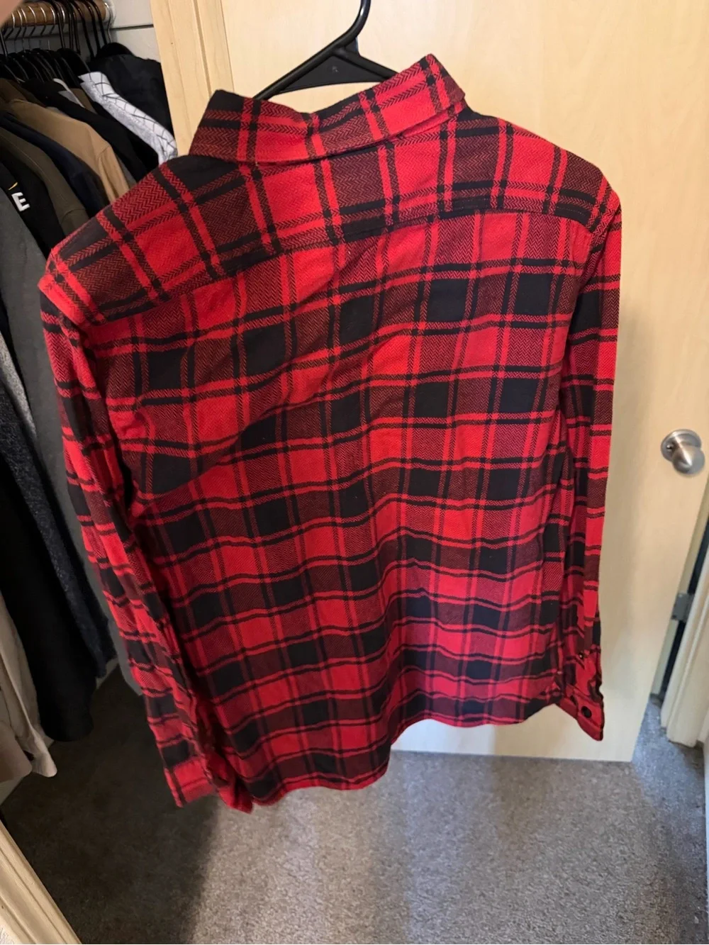 Banana Republic Red and Black Plaid Button-Down Shirt - Medium